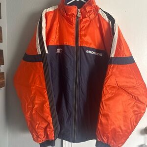 Vintage Denver Broncos Starter Brand 2XL Orange and Blue Jacket NFL Football